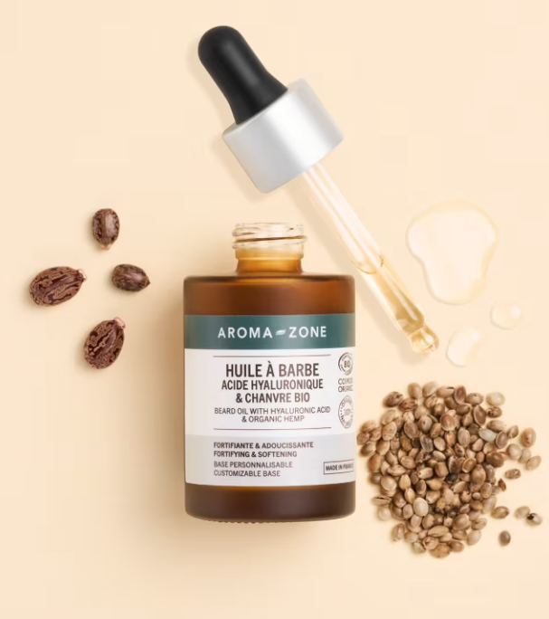Aroma-Zone – Huile à Barbe Acide Hyaluronique & Chanvre BIO - 50ml